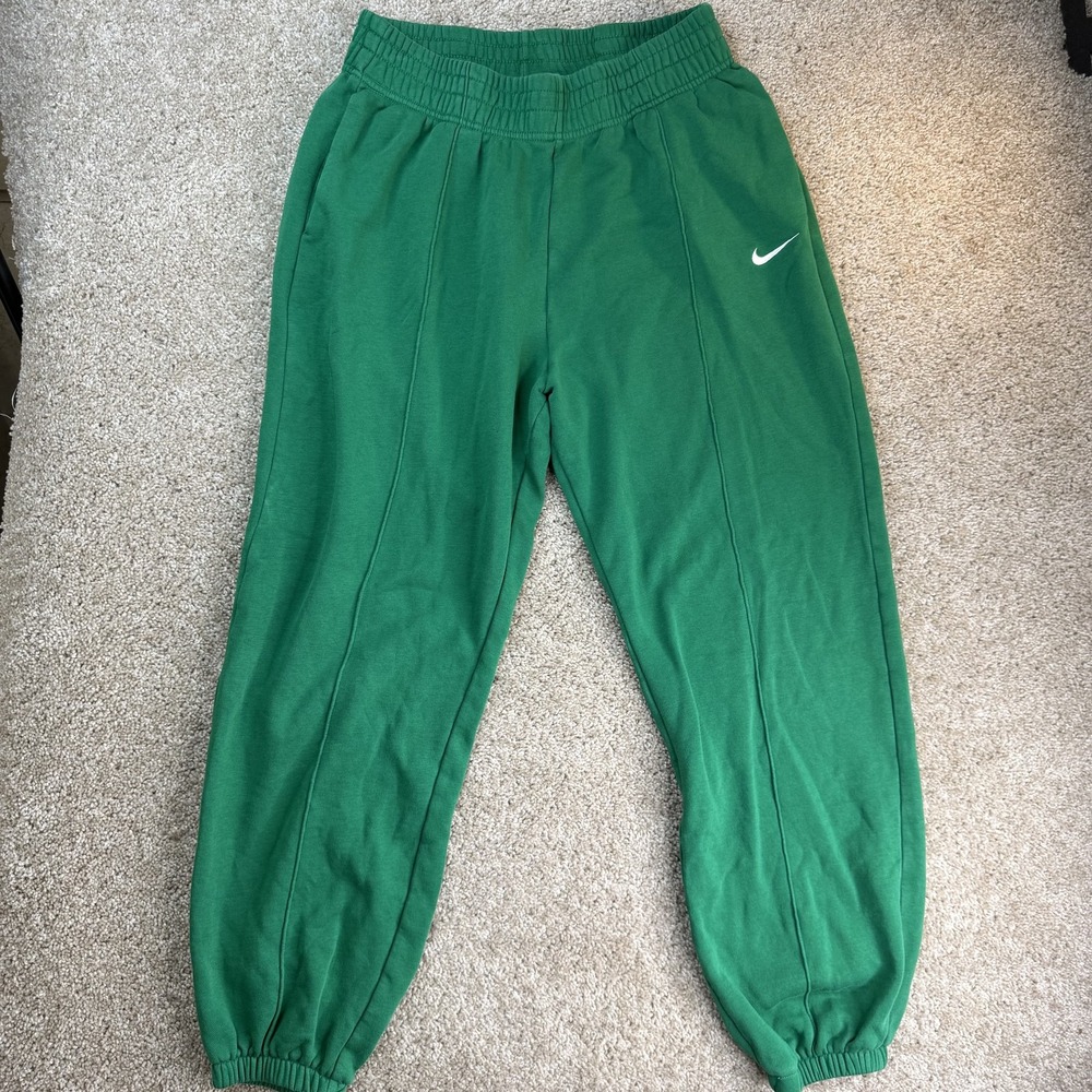 Nike Sweatpants Mens Medium Green Fleece Elastic Waist Pockets Tapered Joggers